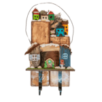 Wood-Syk-101 - El Yapımı Ahşap Kış Köyü Anahtarlık