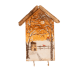 Wood-Syk-108 - El Yapımı Ahşap Anahtarlık - Kış Manzarası